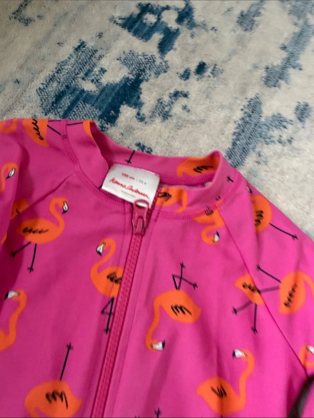 Hanna Andersson Pink Flamingo Zip Swim Rashguard